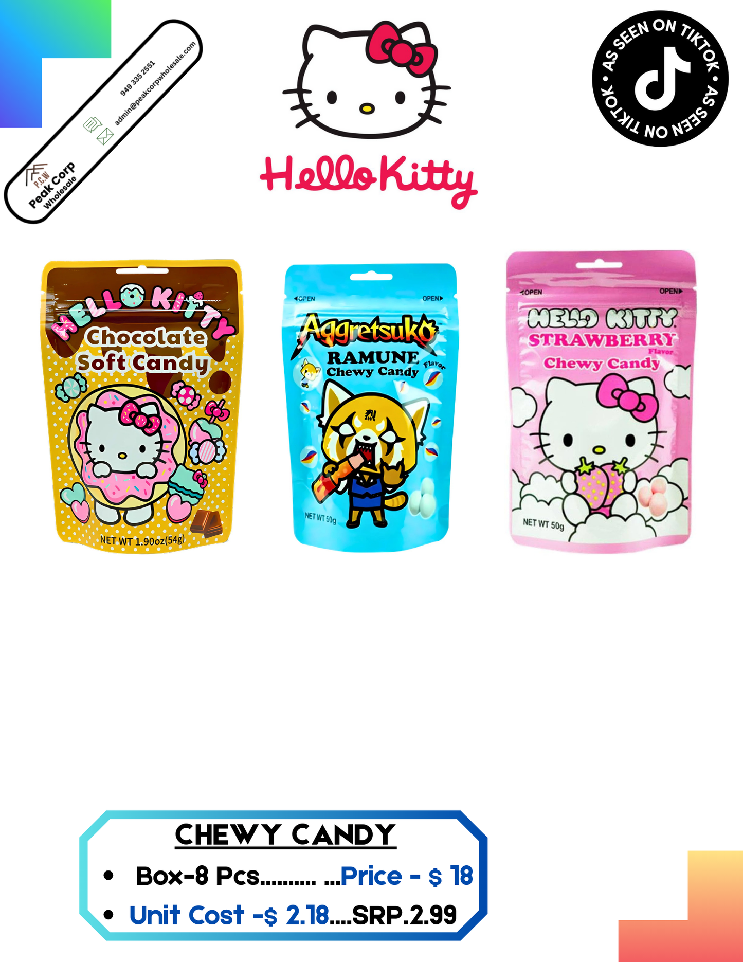 H.K Strawberry Chew Candy-8 count